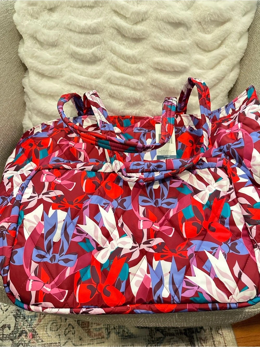 Vera Bradley Grand Tote in Bow Show Quilted Ribbon-Print Tote